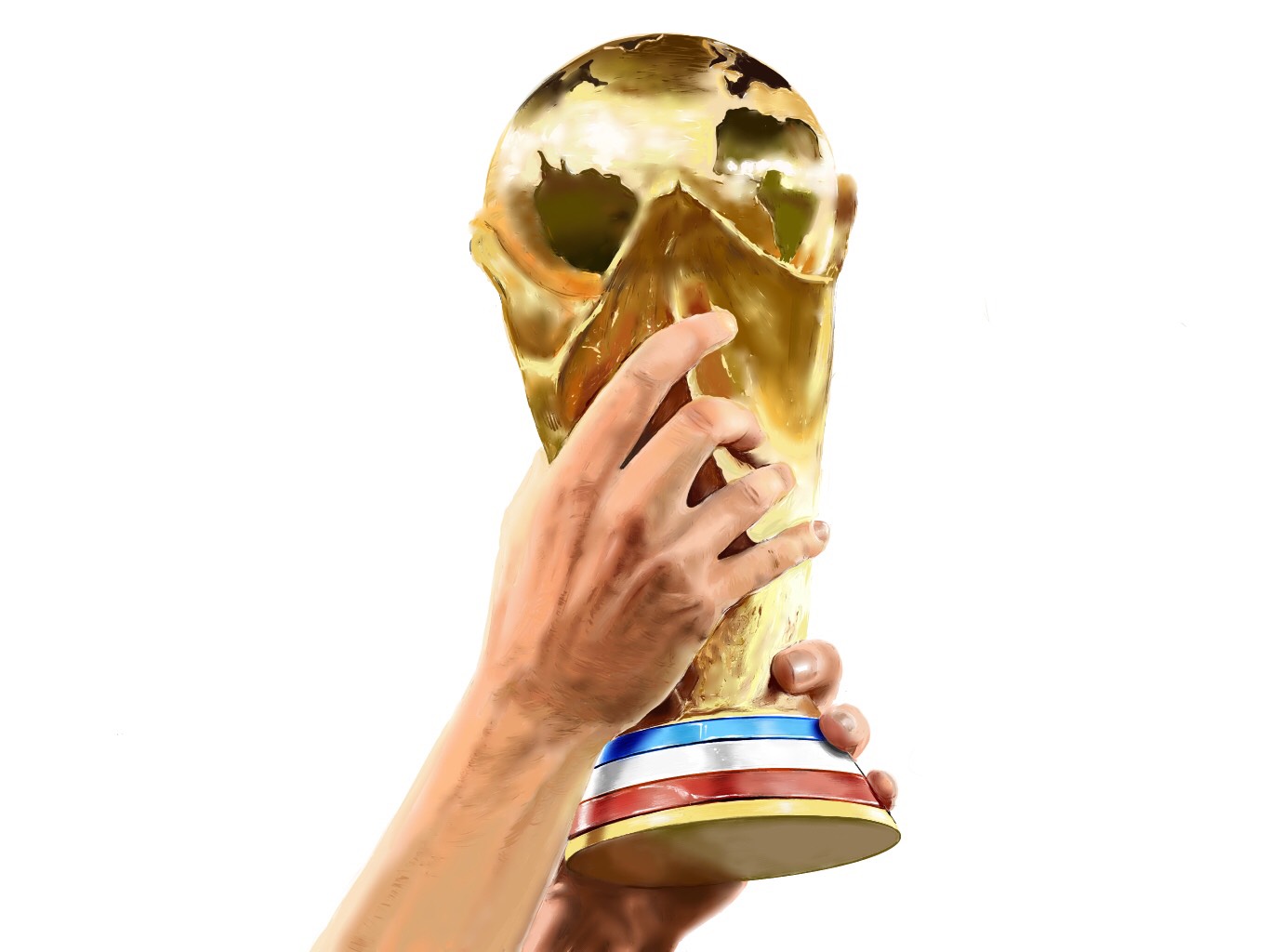 hand holding world cup trophy