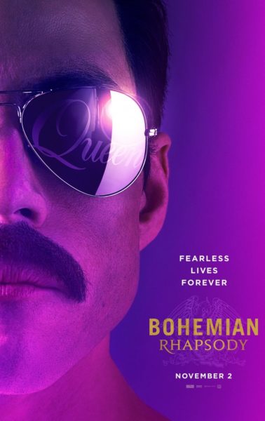 "Bohemian Rhapsody" movie poster featuring Rami Malek as Freddie Mercury