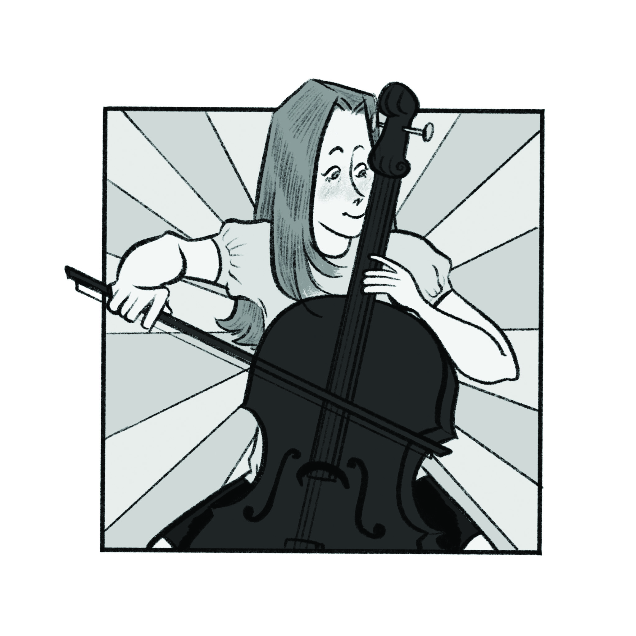 Graphic of a girl playing the cello.