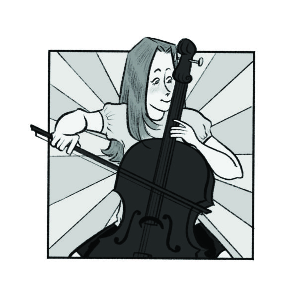 Graphic of a girl playing cello.
