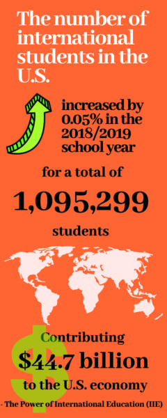 Infographic with data regarding international students.