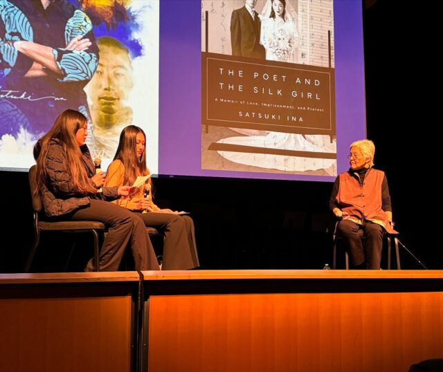 On April 13., Dr. Satsuki Ina, Japanese-American psychotherapist and author of “The Poet and the Silk Girl,” visited the Aragon theater to speak about her understanding of and experience with Japanese-American Internment. 

The event was organized by the Aragon Asian Parents Association and by Advanced Placement US History teacher William Colglazier. The event began with a showing of the documentary “And Then They Came for Us” then transitioned into a live question and answer with Dr. Ina. Fourth-generation Japanese-American juniors Kate Sato and Kylie Uyekubo led the discussion with Dr. Ina. 

Dr. Satsuki Ina

On April 13,, Dr. Satsuki Ina, Japanese-American psychotherapist and author of “The Poet and the Silk Girl,” visited the Aragon theater to speak about her understanding of and experience with Japanese-American Internment. 

The event was organized by the Aragon Asian Parents Association and by Advanced Placement US History teacher William Colglazier. The event began with a showing of the documentary “And Then They Came for Us” then transitioned into a live question and answer with Dr. Ina. Fourth-generation Japanese-American juniors Kate Sato and Kylie Uyekubo led the discussion with Dr. Ina.

Reporting and photos by Meilin Rife.